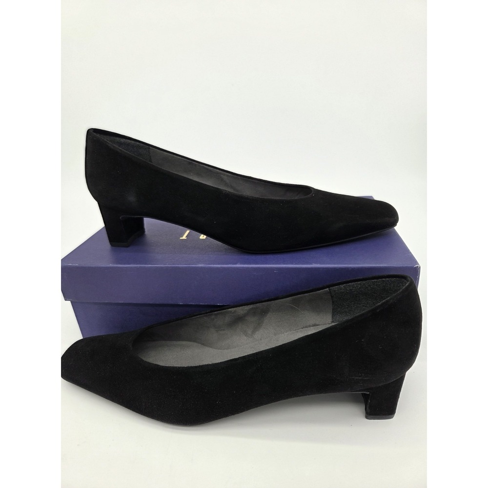 Stuart Weitzman Womens Black Suede Pumps Heels 9.5 M Square Toe Heel Classic